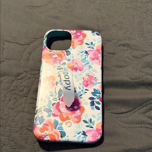 PopSocket Floral Phone Case with Pink and Blue Accents